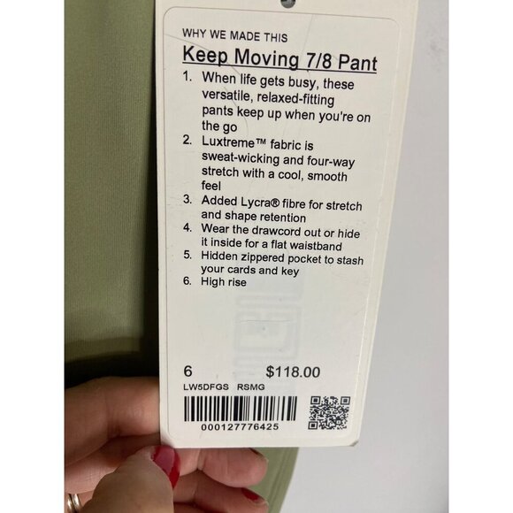 NWT Lululemon Keep Moving Pant 7/8 High-Rise Rosemary Green-sz 6 - Picture 3 of 9